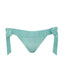 Luxury mint green bikini bottoms with tie sides in a sustainable shimmer fabric.